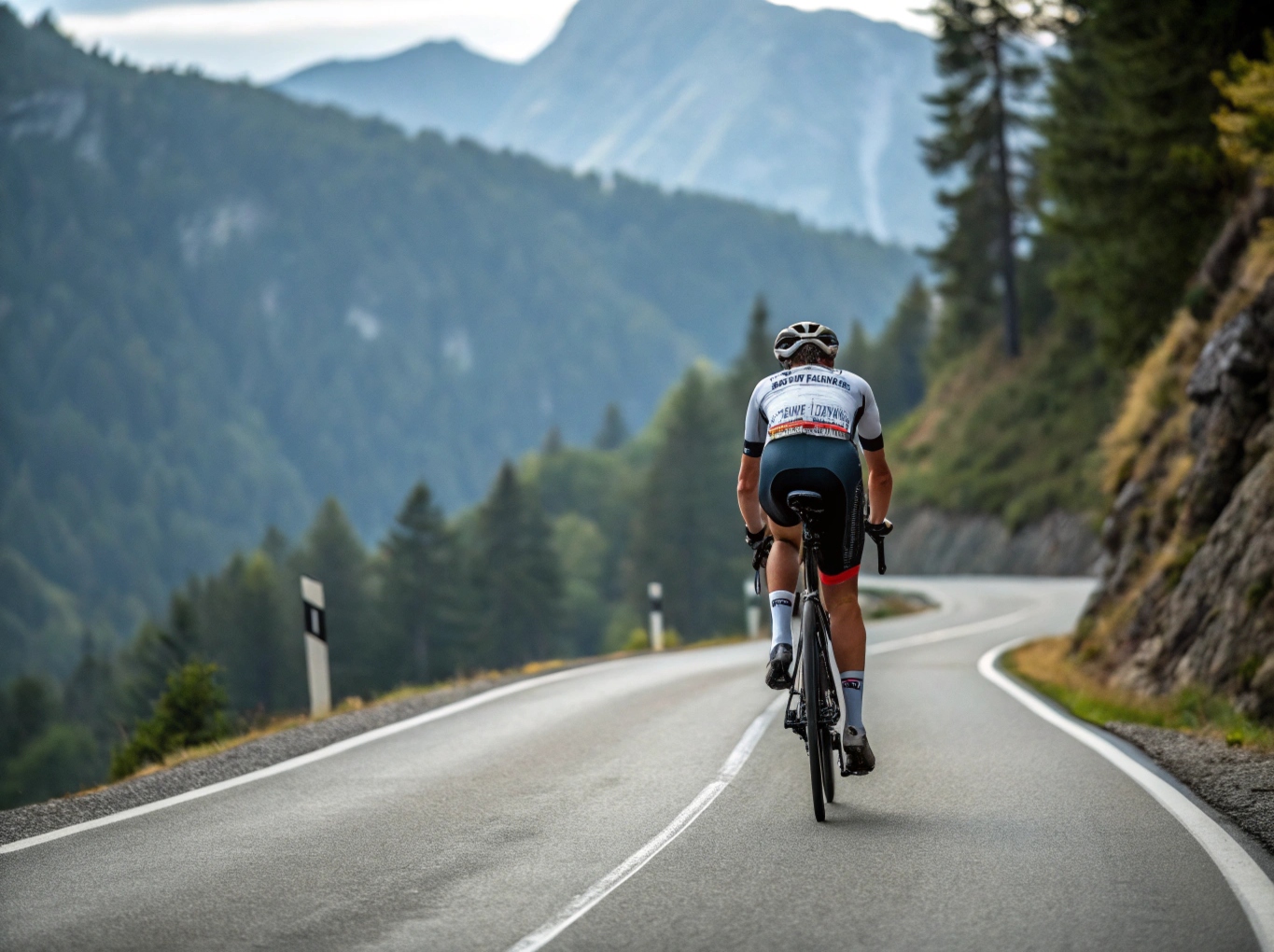 Cykelentusiaster på bergsväg